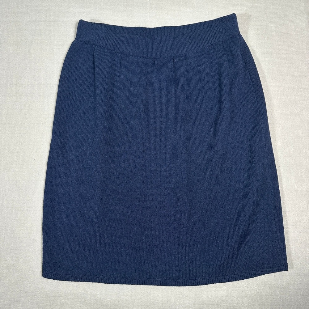 St. John Sportswear Knit Skirt Womens 10 Navyβ Blue Excellent Elastic Waist USA